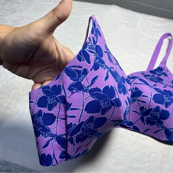 KNIX Wing Woman Contour Bra Violet Magnolia Sz 5 38 40 Wireless Bralette Floral - Picture 12 of 14